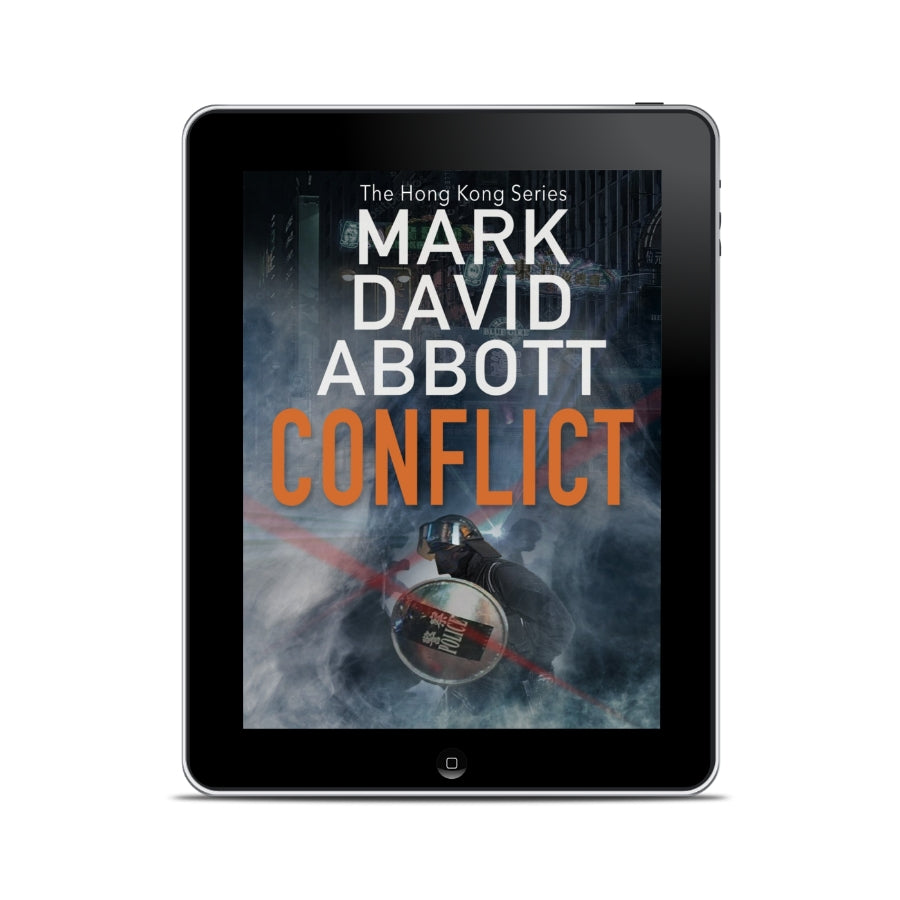 Cover of Conflict by Mark David Abbott – a gripping thriller set during the Hong Kong protests